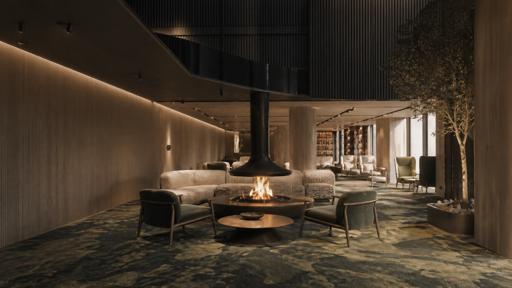 ALVA Kamin-Lounge – wärmendes Feuer und alpine Atmosphäre